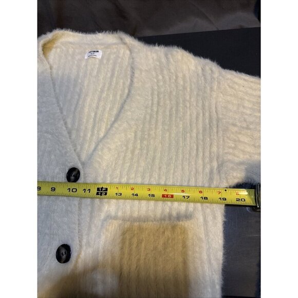 COTTON ON Women’s Cardigan Sweater Button Down Ribbed Fuzzy Size S/P Ivory Cream - Picture 8 of 15